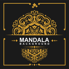 Golden frame with mandala art background