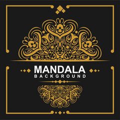 Golden frame with mandala art background