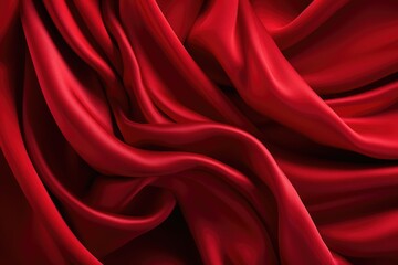 Obraz premium This photo depicts a detailed close-up view of a vibrant red cloth, showcasing its texture and color.