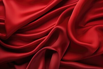 Obraz premium This close-up photograph captures the intricate details of a red cloth, showcasing its vibrant color and texture.