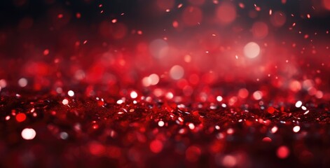 This photo shows a detailed close-up of a red glitter background, showcasing its vibrant color and sparkling texture.