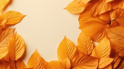 A background of juicy leaves. Orange foliage, abstract background, natural texture. A place for the text.