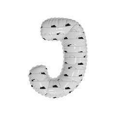 3D simplistic cat pattern helium balloon letter J