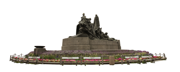 old and vintage Jan Hus Monument,  a large memorial on the Old Town Square in Prague, Czech Republic. isolated png