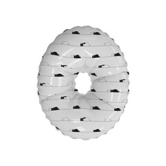 3D simplistic cat pattern helium balloon letter O