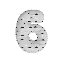 3D simplistic letter pattern helium balloon number 6
