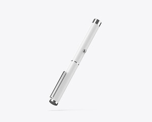 Blank laser pointer pen ready for your design and branding mockup template isolated on white background, 3d illustration.