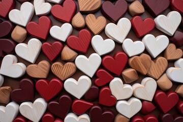 Obraz premium A collection of hearts arranged neatly on a table, creating a colorful and vibrant display.