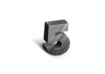 Number Five Steel Realistic shining typography symbol or sign template, realistic Steel 5. Steel 3d digit or figure for numbering.	