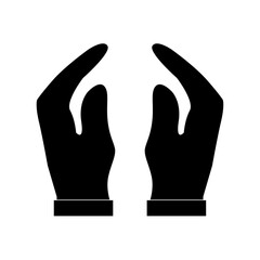 protecting hands icon, two, vertical, isolated white, black, symbols,Health, medicine symbol,Healthcare hands,flat, care, safe, help, love, friendship,save