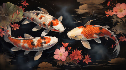 Obraz na płótnie Canvas koi fish pattern on background