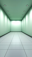 Obraz premium Empty Room with Green Wall. Minimalist Design. Interior Decor and Styling Concept.