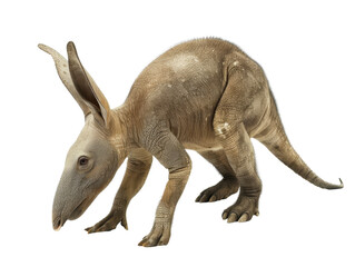 Aardvark in profile, showcasing its unique snout and ears, designed for nocturnal life. Transparent background.