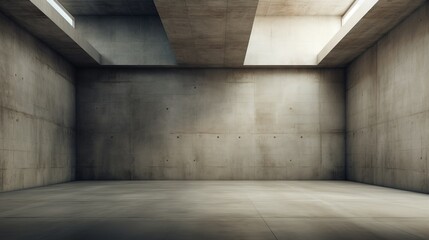 Sleek concrete interior with blank banner for customizable text or promotional advertisement