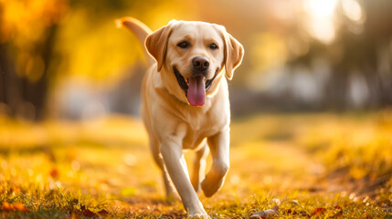 The playful Labrador retriever bounds through sun-kissed meadows, tongue lolling in pure joy. With each exuberant leap, it embodies loyalty and companionship, a faithful friend of the human heart.