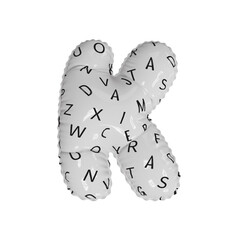 3D simplistic letter pattern glossy helium balloon letter K