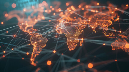 world map with digital particles network connection on white background (1)