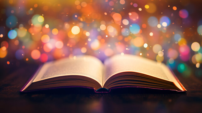 The book page on colorful light
