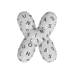 3D simplistic letter pattern glossy helium balloon letter X