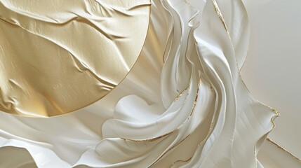 Abstract beige and gold background with fabric
