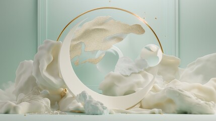 Abstract background in 3D style with a ring in the middle
