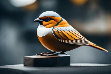 Sculpture of bird on solid background
