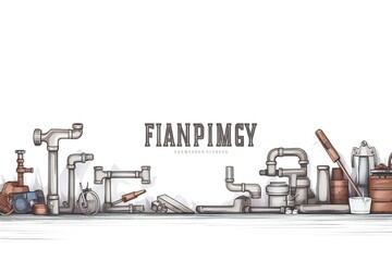 Plumbing industry banner design element isolated on white background Generative Ai