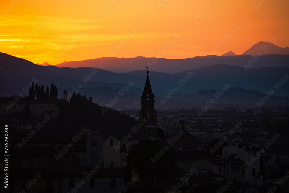 Wall mural View at a Florence in dusk