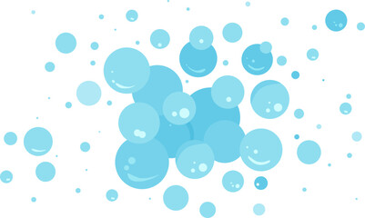 Soap bubble water, cartoon blue foam, bath shampoo suds splash. Wash, laundry, clean underwater icon isolated on white background. Soda, carbonated fun vector illustration