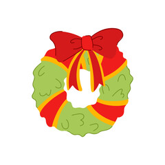 tree christmas wreath cartoon vector illustration