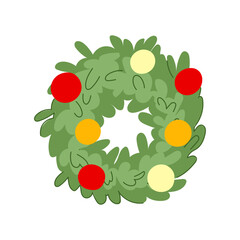 border christmas wreath cartoon vector illustration