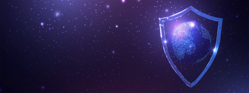 Futuristic map of the planet. World map. Globalization internet and technology, cyber security. Abstract background with glowing planet Earth. Vector illustration.