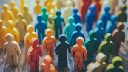 Colorful figures represent a diverse society.
