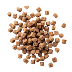 Zelfklevend Fotobehang some granules of pet food grains isolated on transparency background PNG © KimlyPNG