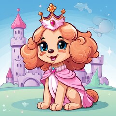 Cartoon Dog Wearing Princess Crown