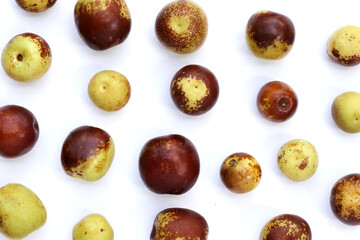 Fresh jujube fruit on white background
