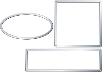 ヘアライン仕上げの金属板　ネームプレート　フレーム
