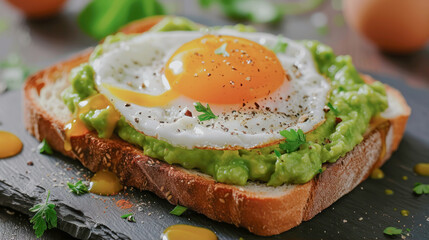Avocado and egg sandwich for breakfast.
