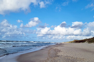 Beautiful Baltic Sea coast with blue sky
