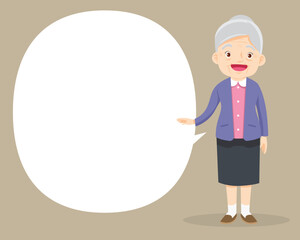 Elderly old people and blank banner present your text