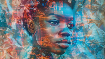 black woman face in graffiti style