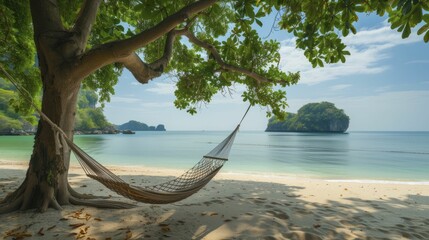 Beachside hammock, summer breeze and tranquil views