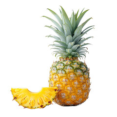 pineapple and pineapple piece isolated on transparent background, element remove background, element for design