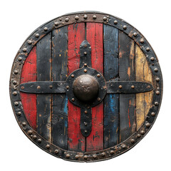 Viking round shield isolated on transparent background, element remove background, element for design - obrazy, fototapety, plakaty
