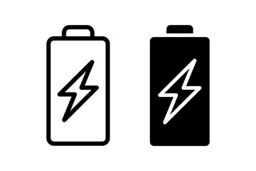 Battery icon vector set. Battery charging symbol