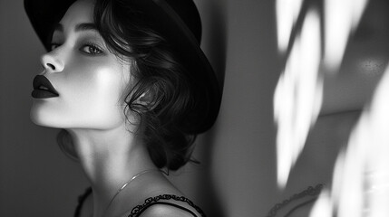 Femme fatale black and white female portraits. AI generative.