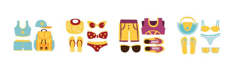 Summer Swim and Beach Wear with Attribute Vector Set