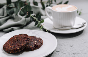 Oatmeal Cookies and cup of coffee