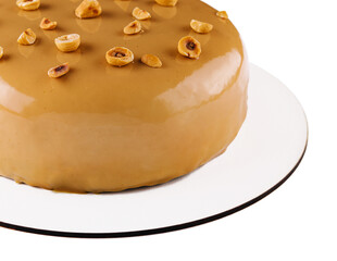 Sweet caramel cake with hazelnut and moouse