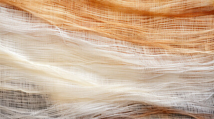 Beautiful light background close-up background texture linen twine braid cotton linen woven canvas jute burlap natural fiber bag linen fabric clothing, copy space - obrazy, fototapety, plakaty